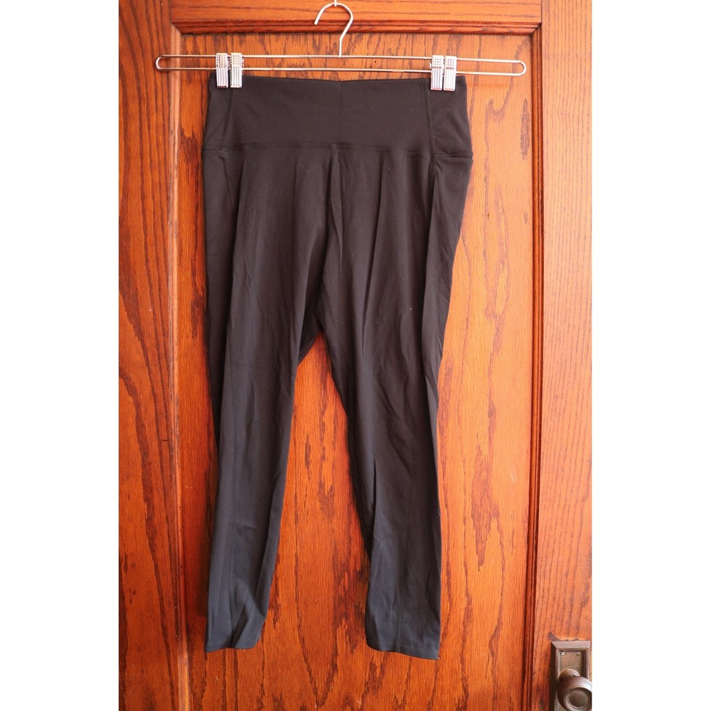 DANSKIN High Waisted Cropped Pocket Leggings Women Large Black Yoga Active